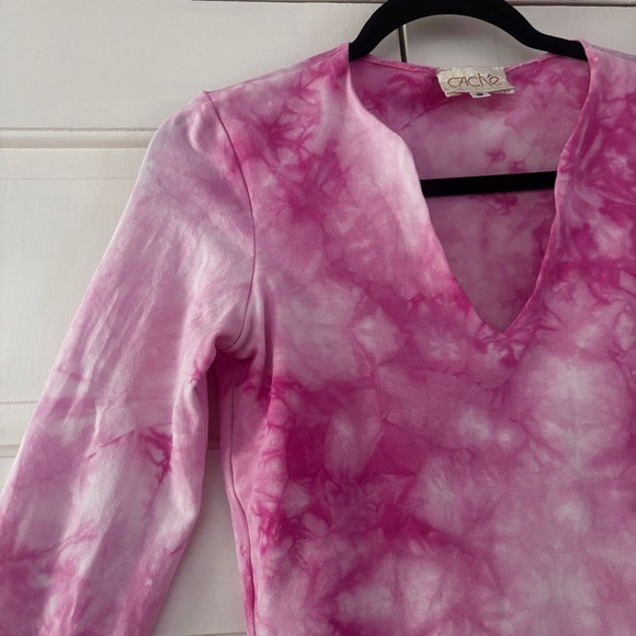 Cache Vintage Pink Tie-Dye 3/4 Sleeve Top Shirt Size Small 90s Y2K Gilmore Girls - Picture 7 of 12